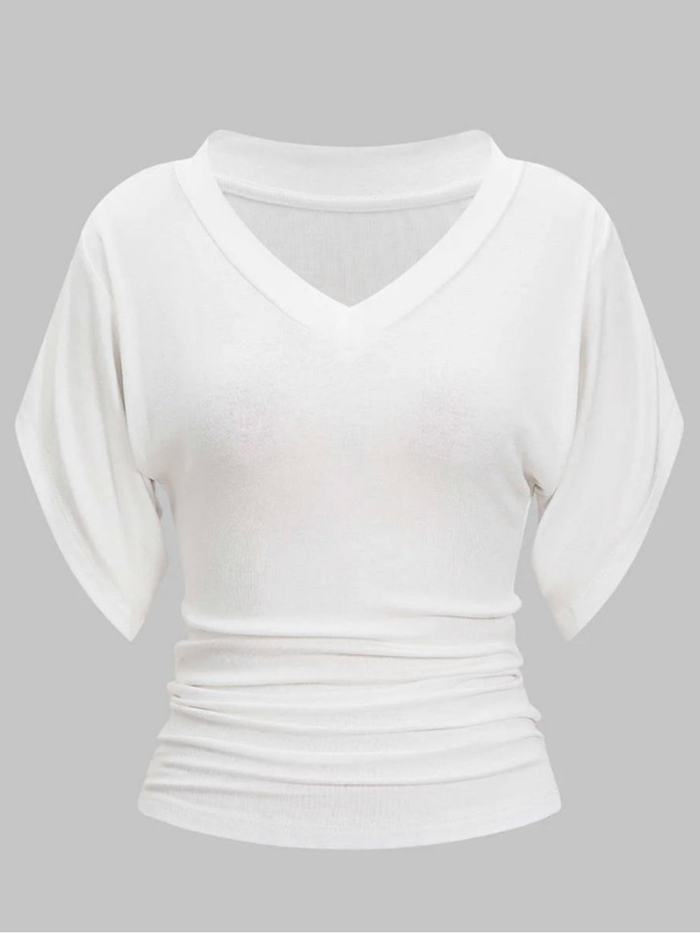 Micas White V-Neck Short Sleeve Top